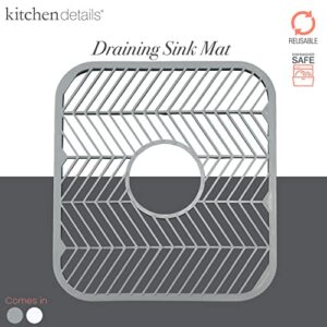 Kitchen Details Grid, Protects Dishware Plastic Sink Mat, 12"x 11"x 0.4", Assorted: White or Grey