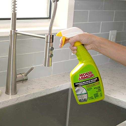 MOLD ARMOR Mold and Mildew Killer + Quick Stain Remover, 32 oz., Trigger Spray Bottle, Eliminates 99.9% of Household Bacteria and Viruses, Ideal Bathroom Mold and Mildew Remover