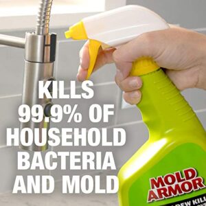 MOLD ARMOR Mold and Mildew Killer + Quick Stain Remover, 32 oz., Trigger Spray Bottle, Eliminates 99.9% of Household Bacteria and Viruses, Ideal Bathroom Mold and Mildew Remover