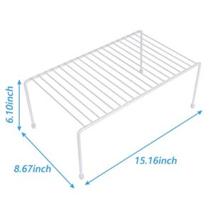 yaenoei Kitchen Storage Shelf Rack w/Plastic Feet - Medium - Steel Metal - Rust Resistant Finish - Cups, Dishes, Cabinet & Pantry Organization - Kitchen 2 Pack (White)