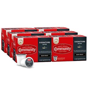 community coffee signature blend 72 count coffee pods, dark roast, compatible with keurig 2.0 k-cup brewers, 12 count (pack of 6)
