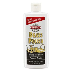 hope’s premium metal care brass polish and cleaner, shines and prevents tarnish, safe for brass, copper, chrome, sterling silver, 8 oz, pack of 1