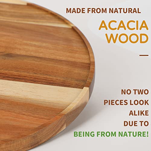 [ 2 Pack ] 10-inch Acacia Wood Lazy Susan Organizers, ACIAZAAZ Lazy Susan Turntable for Cabinet, Kitchen Turntable Storage for Table, Countertop, Pantry