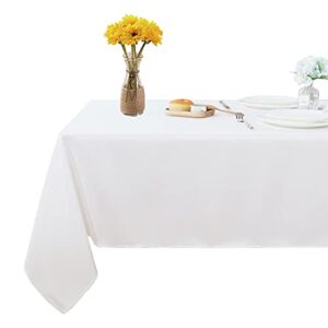 fitable rectangle 4 feet tablecloth 60×84 inch tablecloth stain and wrinkle resistant washable polyester table cloth, decorative table cover for dining table, buffet parties and camping white