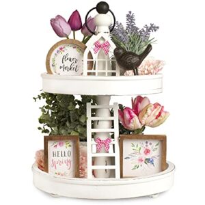 the ultimate farmhouse tiered tray decor set – beautiful year round seasonal & holiday decoration bundle – the perfect easter, spring and st patricks day centerpiece designs for home & kitchen decor