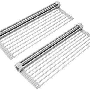 Surpahs Over The Sink Multipurpose Roll-Up Dish Drying Rack (Warm Gray, Large - 20.5"x13") - 2 Pack