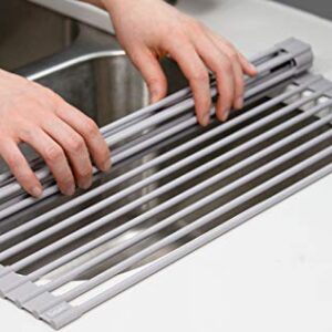 Surpahs Over The Sink Multipurpose Roll-Up Dish Drying Rack (Warm Gray, Large - 20.5"x13") - 2 Pack