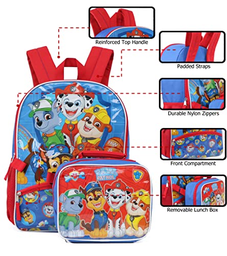 Nickelodeon Boys' Paw Patrol Backpack with Lunch (Light Blue/Red)