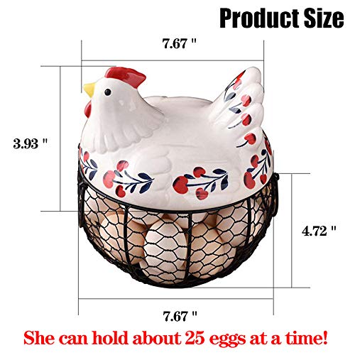 Egg Basket, Chicken Wire Egg Collection Baskets for Gathering Fresh Eggs,Ceramic Fresh Egg Holders Countertop (Berry)