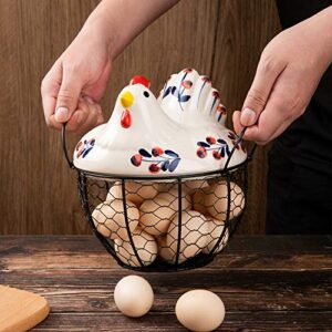 Egg Basket, Chicken Wire Egg Collection Baskets for Gathering Fresh Eggs,Ceramic Fresh Egg Holders Countertop (Berry)