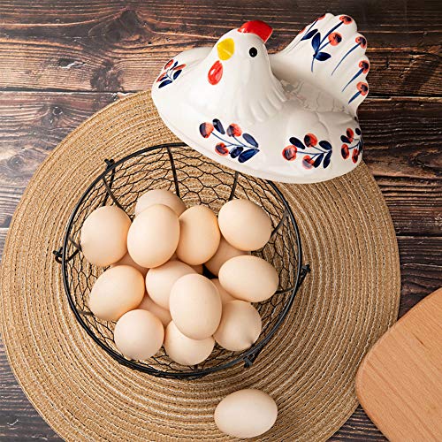 Egg Basket, Chicken Wire Egg Collection Baskets for Gathering Fresh Eggs,Ceramic Fresh Egg Holders Countertop (Berry)