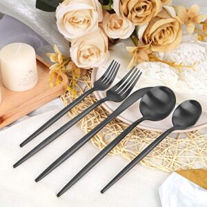 Matte Black Silverware Set 30 Pieces, FAMEWARE Stainless Steel Flatware Set，Service for 6，Kitchen Utensil Set, Tableware Cutlery Set, Satin Finished Polished & Dishwasher Safe