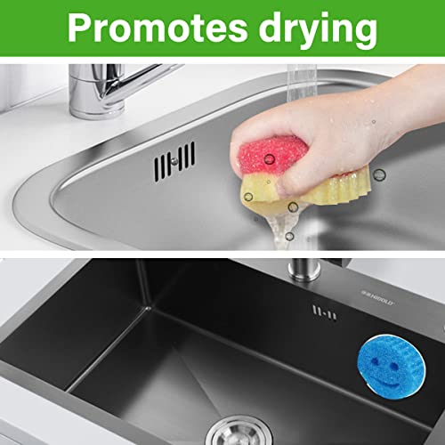 Sponge Holder,Storage Suction Cup Installation,Sink Caddy,Compatible Smiley Round Sponges Organizer for Kitchen/Bathroom Sink- No Sponges Included (1 Pack)