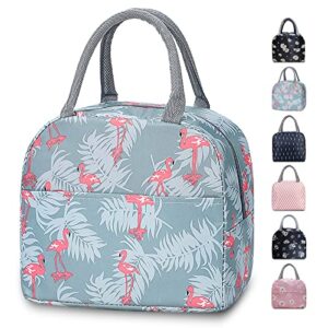 tellumo lunch bag, insulated lunch bag for women men small lunch box container reusable leakproof tote for office, work, school, beach or travel (flamingo)