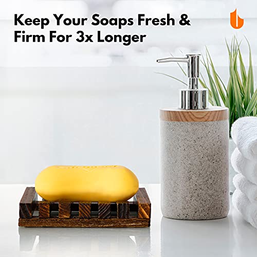 Urbanstrive Eco-Friendly Natural Wooden Soap Dish Soap Saver Holder Soap Tray for Bathroom, Biodegradable, Zero Waste, Plastic Free, Charcoal Color