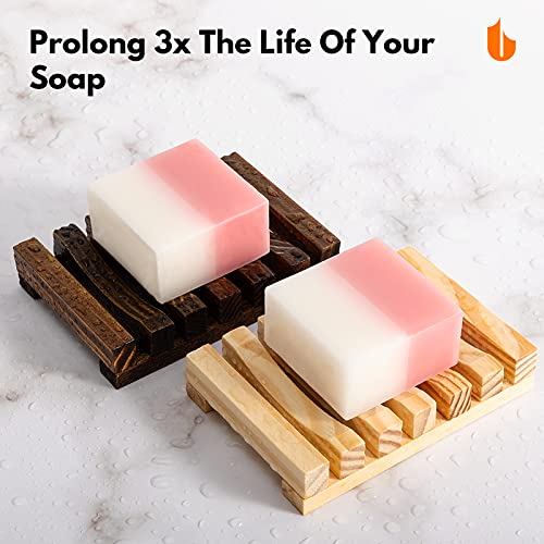 Urbanstrive Eco-Friendly Natural Wooden Soap Dish Soap Saver Holder Soap Tray for Bathroom, Biodegradable, Zero Waste, Plastic Free, Charcoal Color