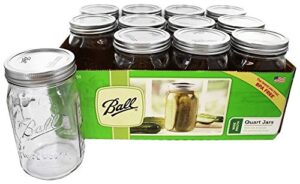 ball wide mouth quart jar set of 12, 32 ounce (pack of 1), clear