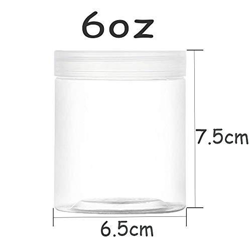 15 Pack 6oz Clear Plastic Jars Wide-mouth Storage Containers,Refillable Empty Containers for Dry Food,Dried Fruit,Seasoning and Honey Storage