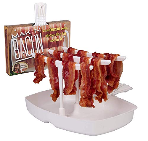 Microwave Bacon Cooker - The Original Makin Bacon Microwave Bacon Tray - Reduces Fat up to 35% for a Healthy Breakfast- Make Crispy Bacon in Minutes. Made in The USA. Ships from Wisconsin