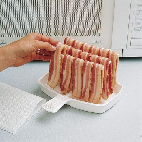 Microwave Bacon Cooker - The Original Makin Bacon Microwave Bacon Tray - Reduces Fat up to 35% for a Healthy Breakfast- Make Crispy Bacon in Minutes. Made in The USA. Ships from Wisconsin