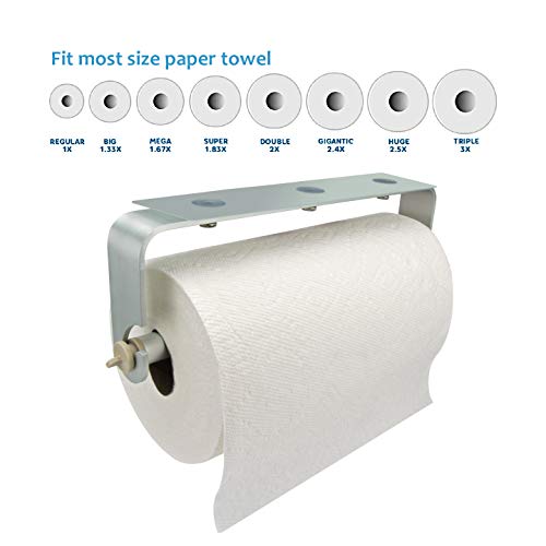 ORLESS Adhesive Paper Towel Holder Under Cabinet & Wall Mount, No Drilling Suitable for Kitchen Bathroom - Silver