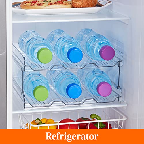 Lifewit Stackable Water Bottle Organizer for Cabinet, Freezer, Pantry - Plastic Cup Holder, Wine Racks for Kitchen Tabletop Storage, Cupboard, Office - Pack of 2, Each Rack Holds 3 Containers