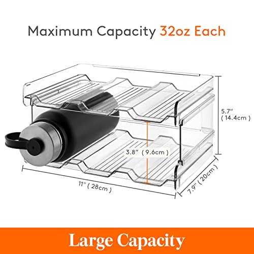 Lifewit Stackable Water Bottle Organizer for Cabinet, Freezer, Pantry - Plastic Cup Holder, Wine Racks for Kitchen Tabletop Storage, Cupboard, Office - Pack of 2, Each Rack Holds 3 Containers