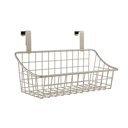 Spectrum Diversified Grid Storage Basket, Over The Cabinet, Steel Wire Organization Under Sink Kitchen & Bathroom, Small, Satin Nickel PC