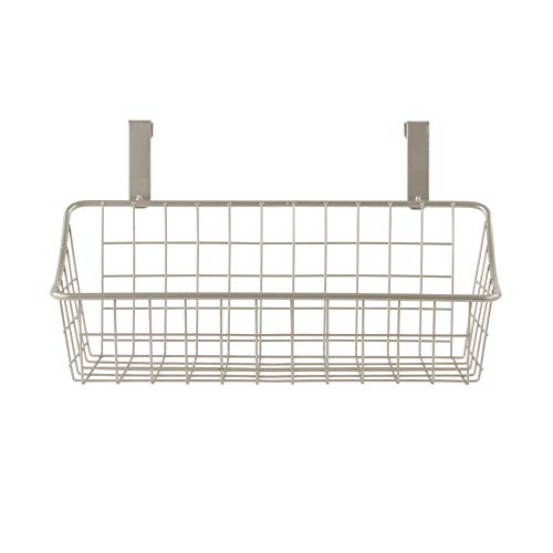 Spectrum Diversified Grid Storage Basket, Over The Cabinet, Steel Wire Organization Under Sink Kitchen & Bathroom, Small, Satin Nickel PC