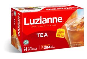 luzianne iced tea bags, gallon size, unsweetened, 24 count box, specially blended for iced tea, clear & refreshing home brewed southern iced tea