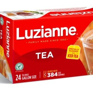Luzianne Iced Tea Bags, Gallon Size, Unsweetened, 24 Count Box, Specially Blended For Iced Tea, Clear & Refreshing Home Brewed Southern Iced Tea