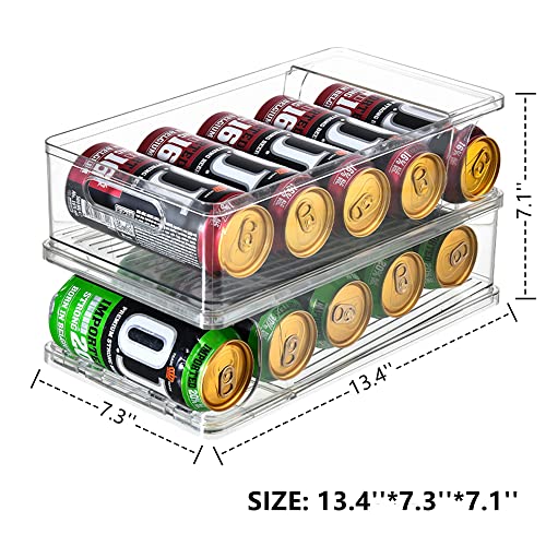 Xicennego 2-Tier Large Stackable Soda Can Organizer for Refrigerator - For Tall Cans of 500ml/17oz - Fridge Can Organizer Dispenser, Beverage Can Holder for Refrigerator, Pantry, Cupboard