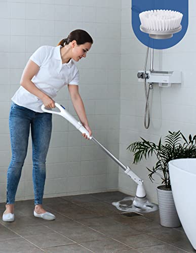 Electric Spin Scrubber, 2023 New Cordless Shower Scrubber with LED Display, Power Scrubber with Detachable Extension D-Shape Handle, Cleaning Brush for Bathroom Tile Tub Shower Grout