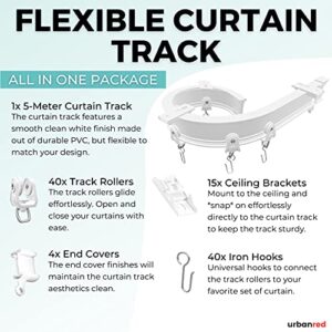 UrbanRed Flexible Bendable Ceiling Curtain Track, 5 Meters (16.4FT), Ceiling Track Ceiling Mount for Curtain Rail with Track Curtain System, RV Curtain Track, Room Divider, Ceiling Track for Curtains