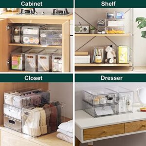 LALASTAR 2 Pack Fridge Organizer with Pull-out Drawer, Stackable Freezer Organizer Bin, Pantry Organization and Storage, BPA Free, 3.17QT