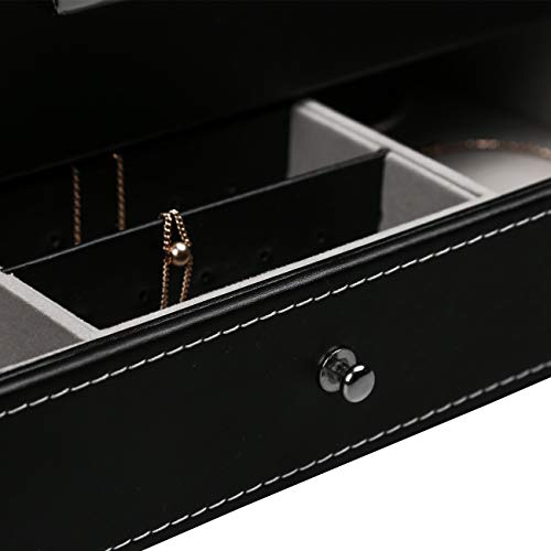 Ogrmar 12 Slot PU Leather Lockable Watch Storage Boxes, Men & Women Jewelry Display Drawer Case, 2-Tier Organizer Watch Showcase with Glass Lid