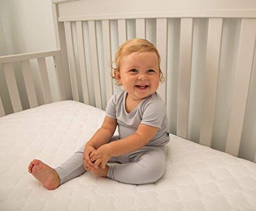 Sealy Stain Protection Waterproof Fitted Toddler Bed and Baby Crib Mattress Pad Cover Protector, Noiseless, Machine Washable and Dryer Friendly 52" x 28" - White