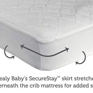 Sealy Stain Protection Waterproof Fitted Toddler Bed and Baby Crib Mattress Pad Cover Protector, Noiseless, Machine Washable and Dryer Friendly 52" x 28" - White