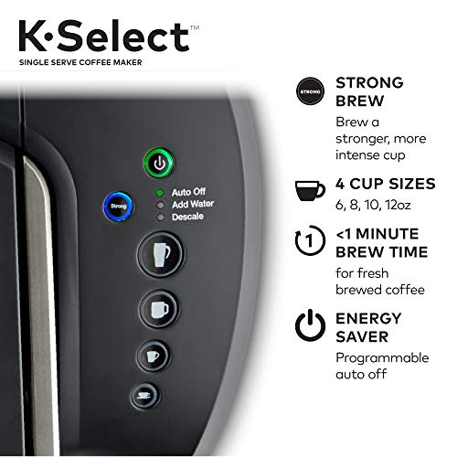 Keurig K-Select Coffee Maker, Single Serve K-Cup Pod Coffee Brewer, With Strength Control and Hot Water On Demand, Matte Black