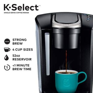 Keurig K-Select Coffee Maker, Single Serve K-Cup Pod Coffee Brewer, With Strength Control and Hot Water On Demand, Matte Black