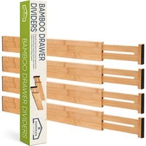 homemaid living bamboo drawer dividers, adjustable & expandable kitchen drawer organizer, ideal for silverware drawer organizer, dresser drawer organizer or bedroom and bathroom drawer organizer