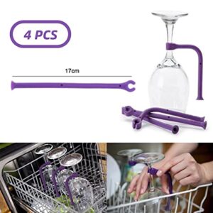 Wine Rack Glass Holder, Flexible 4Pcs Goblet Holder Wine Glass Dishwasher Protector for Home Bar Use