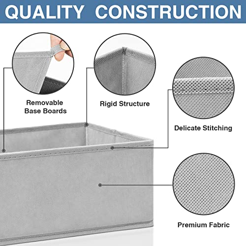 Drawer Organizer for Clothing, 12 Pack Sock Underwear Drawer Organizer Bins, Foldable Fabric Closet Organizers and Storage Dresser Drawer Dividers for Baby Clothes, Bra, Scarves, Belt, Tie (Grey)