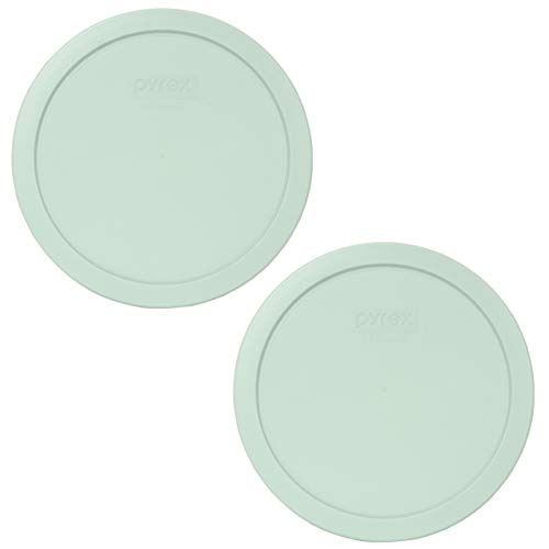 Pyrex 7402-PC Muddy Aqua Round Plastic Food Storage Replacement Lids - 2 Pack