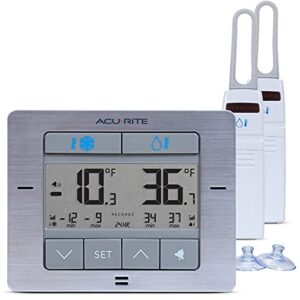 acurite digital wireless fridge and freezer thermometer with alarm, max/min temperature for home and restaurants (00515m) 4.25″ x 3.75″