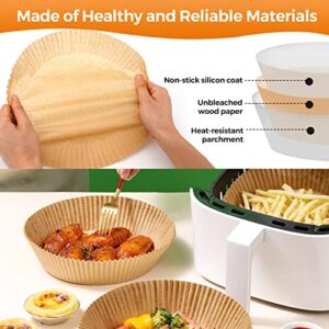 Air Fryer Paper Liners Disposable: 100PCS Round Airfryer Oven Insert Parchment Sheets Grease and Water Proof Non Stick Basket Liners for Baking Cooking from ctizne