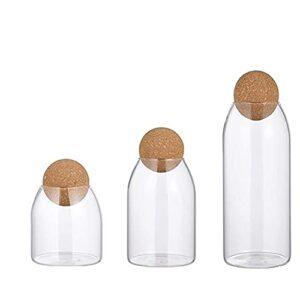 glass jar with wood lid ball jar food storage container clear candy jars food storage canister sugar coffee tea beans spice salt storage 3 pcs