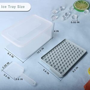 DZHJKIO Mini Ice Cube Trays for Freezer - 4 Pack Tiny Ice Cube Tray with Lid and Bin, 104x4 PCS Crushed Ice Trays Easy Release, Bpa-Free for Chilling Drinks Coffee Cocktail( Ice Bin & Ice Scoop)(blue)