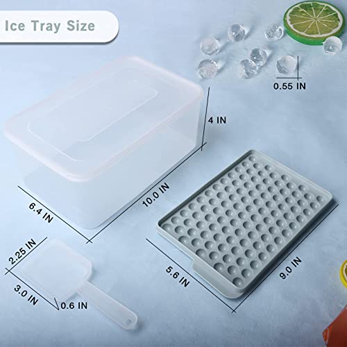 DZHJKIO Mini Ice Cube Trays for Freezer - 4 Pack Tiny Ice Cube Tray with Lid and Bin, 104x4 PCS Crushed Ice Trays Easy Release, Bpa-Free for Chilling Drinks Coffee Cocktail( Ice Bin & Ice Scoop)(blue)