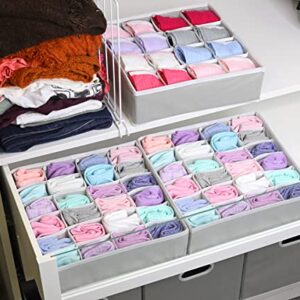 3 Pack - Simple Houseware Socks Underwear Drawer Organizer (24+24+16 cells), Grey